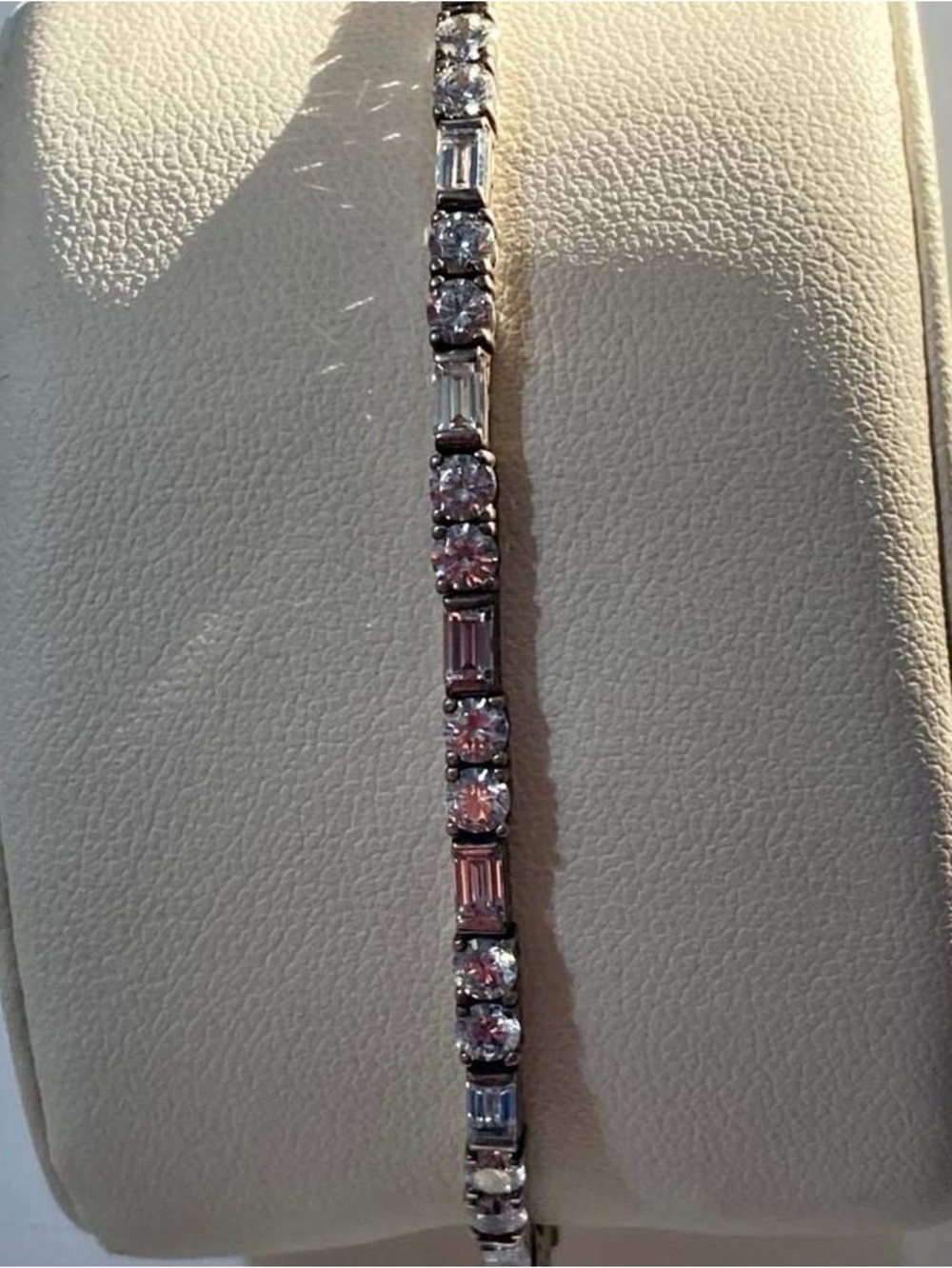 925 sterling silver bracelet lab diamond baguette round tennis 7in